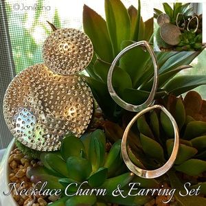 🤍 Silver Necklace Charm & Earrings 🤍